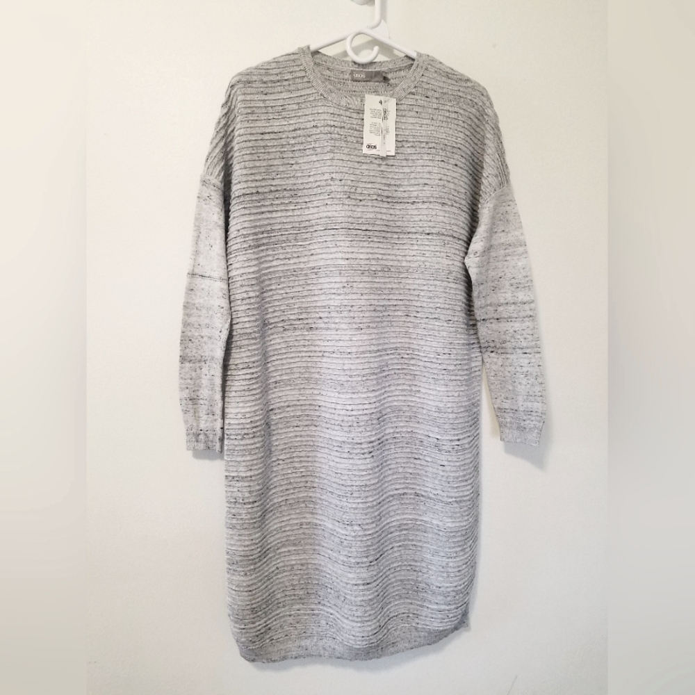 NWT ASOS Ribbed Knit Sweater Dress Gray Size 4 Tall